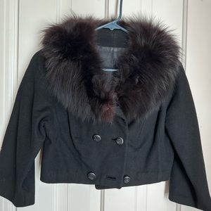 Vintage Wool crop coat with fur and matching skirt